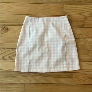 Brandy Melville Pink and White Plaid Pencil Mini Skirt w Slits